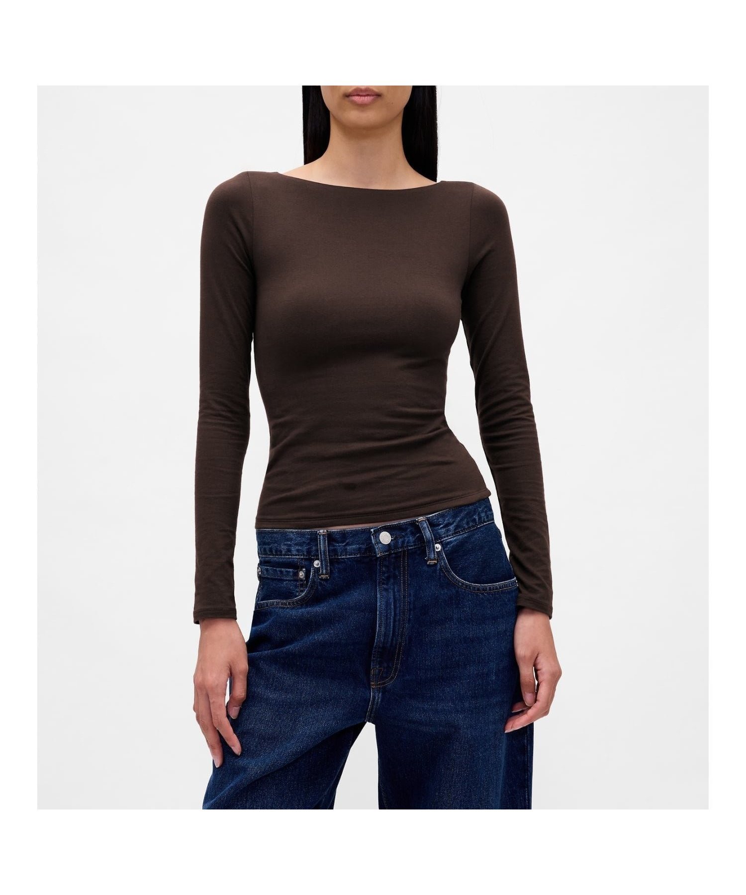 【ギャップ/GAP】のクローズニット ジャージー ボートネック バックオープンTシャツ インテリア・キッズ・メンズ・レディースファッション・服の通販 founy(ファニー) 　ファッション　Fashion　レディースファッション　Fashion for Women　トップス・カットソー　Cut & Sew Tops　ニット　Knit Tops & Sweaters　シャツ・ブラウス・オフィスカジュアル　Elegant Blouses & Button-Ups　ロングTシャツ・Tシャツ　Longline T-Shirts & Tees　ショート　Short, Short Length　フィット　Fit, Slim Fit　長袖　Long Sleeve, Full Sleeve　TERRA_BROWN|ID: prp329100004739549 ipo3291000000034236805