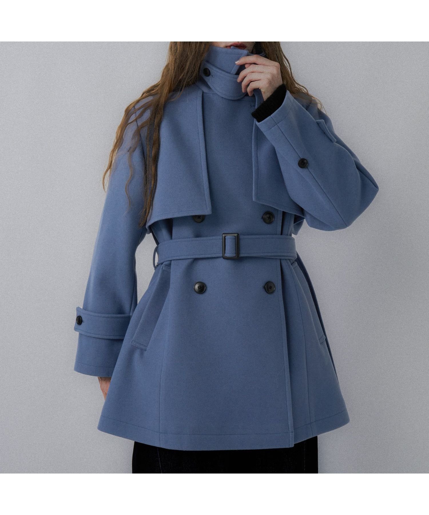 【ハレ/HARE】のウーリーテックトレンチミドルコート インテリア・キッズ・メンズ・レディースファッション・服の通販 founy(ファニー) 　ファッション　Fashion　レディースファッション　Fashion for Women　アウター　Coat / Outerwear Collection　コート・ロングコート・ピーコート　Long Coats, Peacoats & More　ウェーブ　Wavy Pattern　オケージョン　Occasion Wear　クラシック　Classic, Timeless Style　シンプル　Simple, Minimal　スタンド　Stand Collar, Upright Stand　ストレート　Straight, Straight Cut　デニム　Denim, Jeans Material　トレンチ　Trench, Trench Coat　ドレープ　Drape, Draping Fabric　定番　Standard, Basic Item　ハイネック　High Neck, Mock Neck　パターン　Pattern, Design Print　フェミニン　Feminine, Girly　リラックス　Relax, Relaxed Fit　レース　Lace, Lace Fabric　ワイド　Wide, Wide Fit　おすすめ　Recommended / Our Picks　ブルー82|ID: prp329100004739550 ipo3291000000034965341