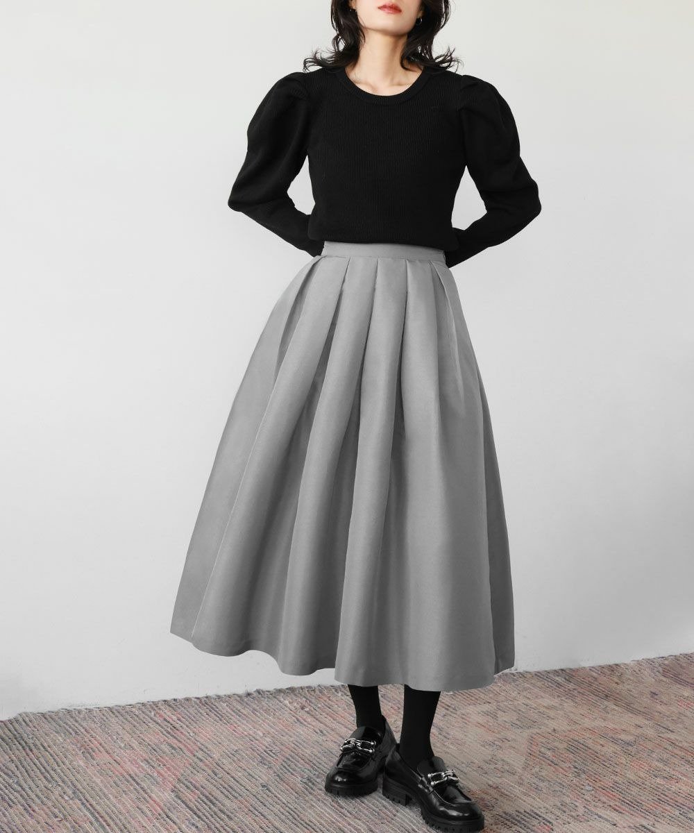 【ガール/GIRL】のグログランボックスタックフレアロングスカート インテリア・キッズ・メンズ・レディースファッション・服の通販 founy(ファニー) 　ファッション　Fashion　レディースファッション　Fashion for Women　スカート　Skirts　ロングスカート　Long Skirts / Maxi & Midi Skirts　シルバー　Silver, Metallic Silver　フレア　Flare, Flared　ボックス　Boxy, Box Shape　ロング　Long, Long-Length　再入荷　Restock / Back in Stock　エレガント 上品　Elegant　SI|ID: prp329100004739574 ipo3291000000034651769