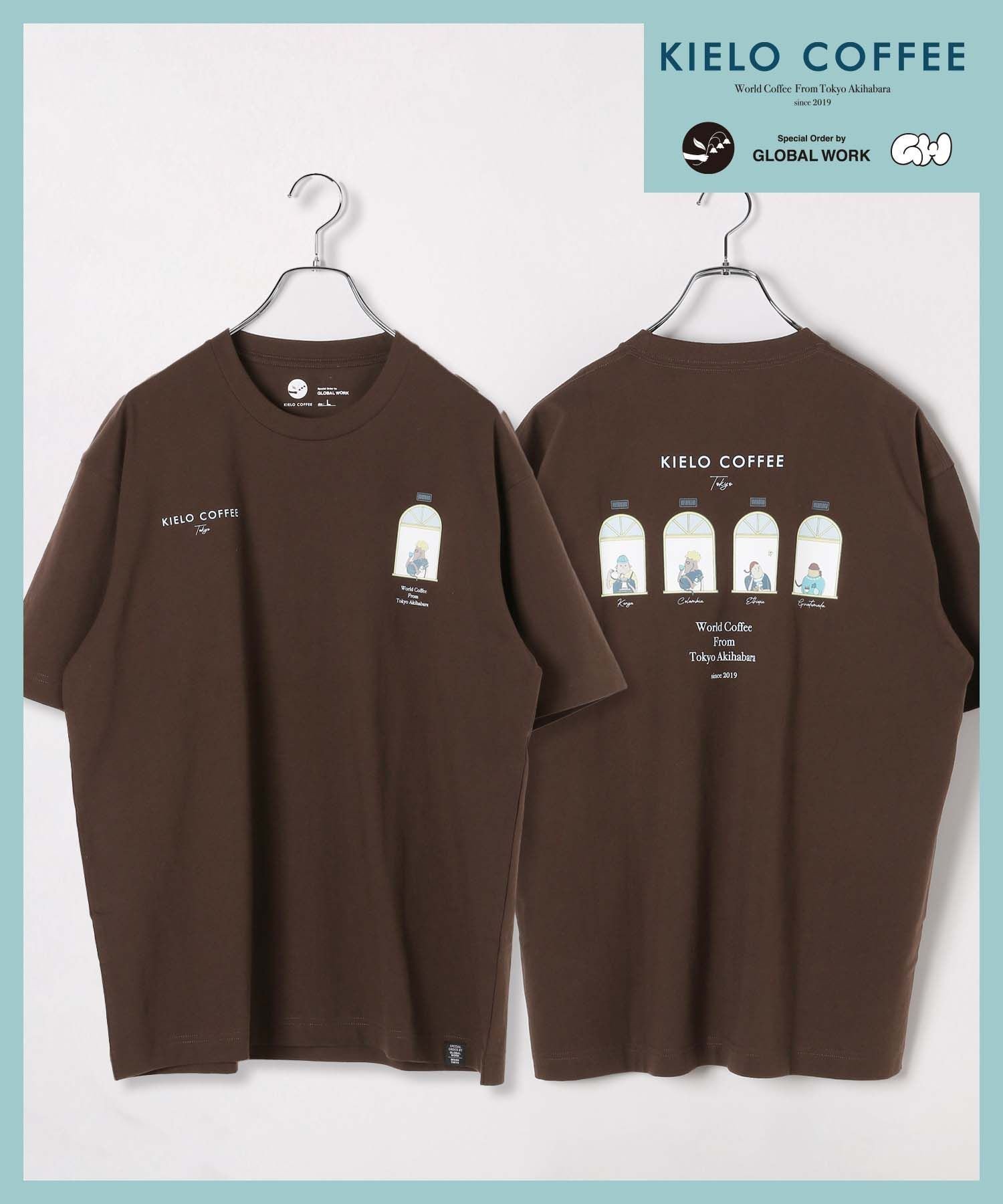 【グローバルワーク/GLOBAL WORK】のKIELO COFFEE Tシャツ/323524 インテリア・キッズ・メンズ・レディースファッション・服の通販 founy(ファニー) 　ファッション　Fashion　レディースファッション　Fashion for Women　トップス・カットソー　Cut & Sew Tops　シャツ・ブラウス・オフィスカジュアル　Elegant Blouses & Button-Ups　ロングTシャツ・Tシャツ　Longline T-Shirts & Tees　おすすめ　Recommended / Our Picks　グラフィック　Graphic, Graphic Design　コラボ　Collaboration, Collab　ボトム　Bottoms, Lower Wear　リラックス　Relax, Relaxed Fit　ワイド　Wide, Wide Fit　ワーク　Workwear, Utility Style　エレガント 上品　Elegant　イラストバックロゴブラウン58|ID: prp329100004739650 ipo3291000000035190486