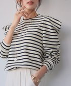 【ガール/GIRL】のパワーショルダー ボーダー クルーネック プルオーバー カットソー IVBK|ID: prp329100004739700 ipo3291000000034238393