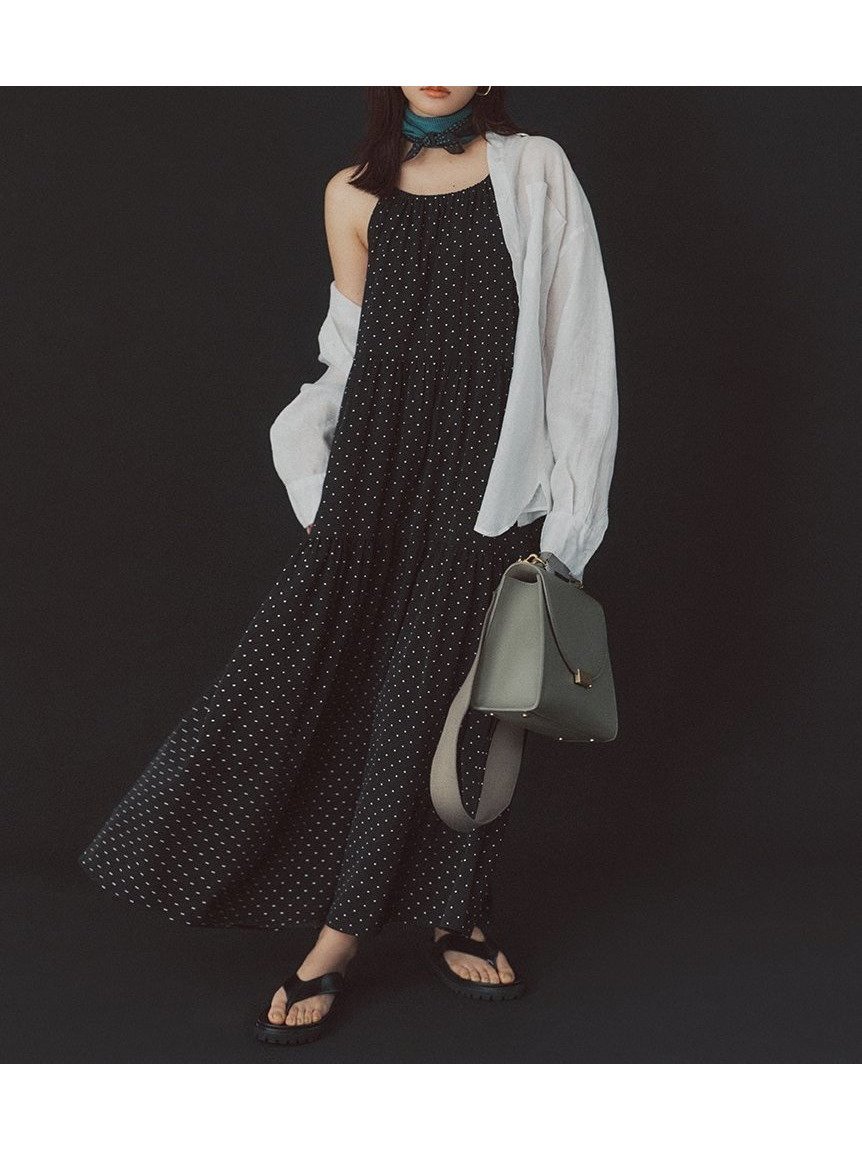 【ミラオーウェン/Mila Owen】のダブルリボンホルターネックキャミワンピース インテリア・キッズ・メンズ・レディースファッション・服の通販 founy(ファニー) 　ファッション　Fashion　レディースファッション　Fashion for Women　ワンピース　Dresses　キャミソールワンピース　Camisole Dresses　ウォッシャブル　Machine Washable　ヴィンテージ　Vintage Style　カットソー　Cut and Sewn Top　キャミソール　Camisole, Spaghetti Strap Top　キャミワンピース　Cami Dress, Slip Dress　ギャザー　Gathered, Ruffled　サテン　Satin, Glossy Fabric　ジャケット　Jacket, Outerwear　スマート　Smart, Elegant　タンク　Tank Top, Sleeveless Top　ティアード　Tiered, Tiered Style　ドット　Polka Dot, Dot Pattern　プリント　Print, Printed Pattern　モノトーン　Monotone, Black and White　ラップ　Wrap, Wrap Design　リボン　Ribbon, Bow　エレガント 上品　Elegant　DOT[934]|ID: prp329100004739747 ipo3291000000034554242