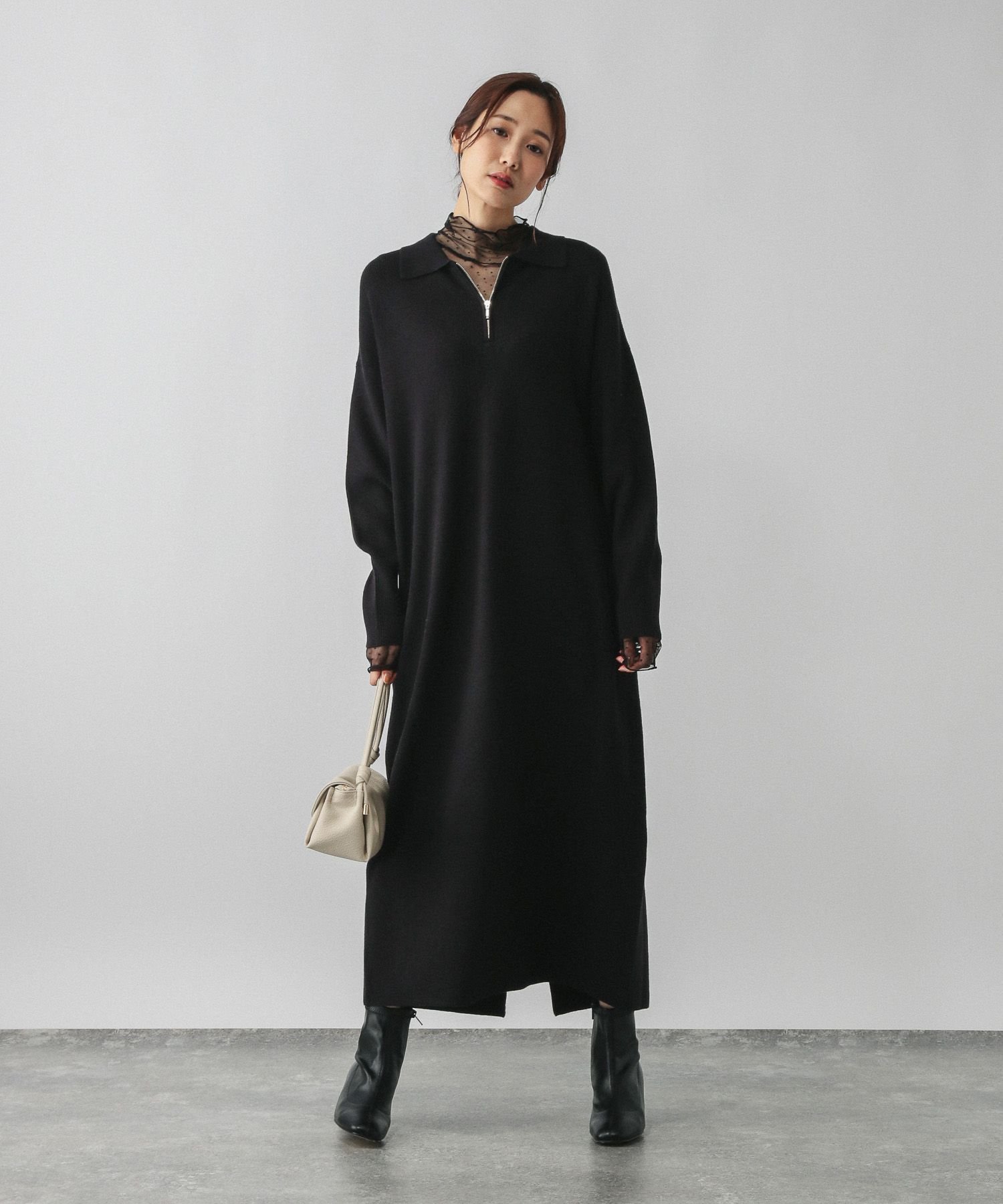 【グローバルワーク/GLOBAL WORK】のハーフZIPアゼニットワンピース/579499 人気、トレンドファッション・服の通販 founy(ファニー) 　ファッション　Fashion　レディースファッション　Fashion for Women　ワンピース　Dresses　ニットワンピース　Knit Dresses　おすすめ　Recommended / Our Picks　スキッパー　Skipper, Open Collar　ハーフ　Half, Half-Length　リラックス　Relax, Relaxed Fit　エレガント 上品　Elegant　 other-1|ID: prp329100004739757 ipo3291000000034372872