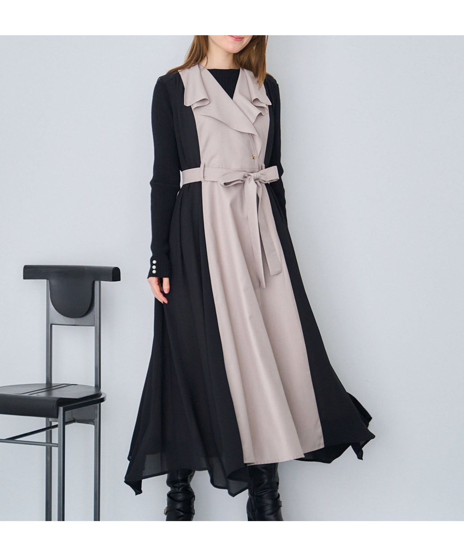 【ノエラ/Noela】のシフォン切り替えジャンスカ インテリア・キッズ・メンズ・レディースファッション・服の通販 founy(ファニー) 　ファッション　Fashion　レディースファッション　Fashion for Women　シフォン　Chiffon, Lightweight Fabric　フェミニン　Feminine, Girly　フリル　Frill, Ruffle　ポケット　Pocket, Pocket Detail　ベージュ|ID: prp329100004739824 ipo3291000000034380694