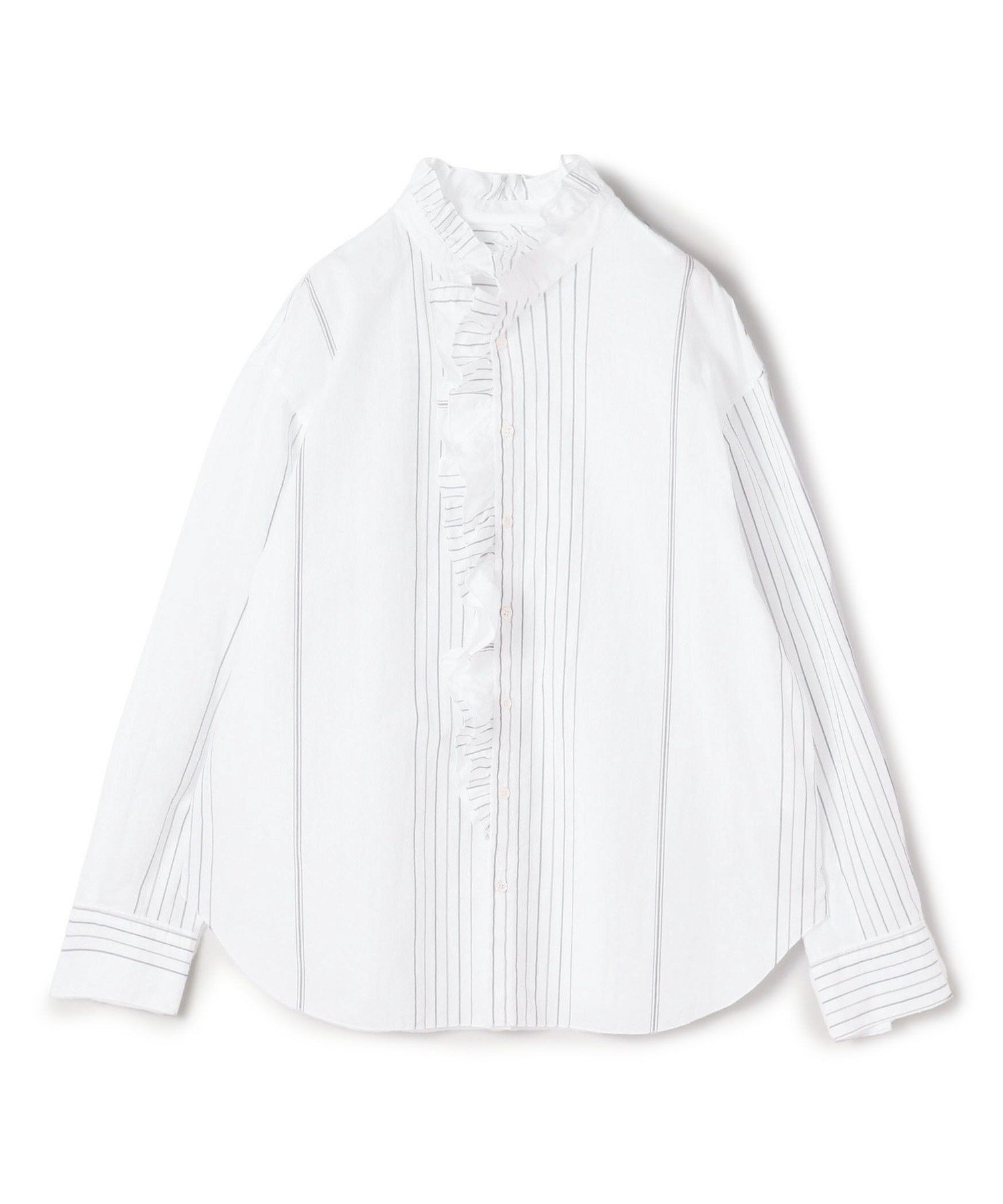 【トゥモローランド/TOMORROWLAND】のコットンサッカー フリルカラーシャツ インテリア・キッズ・メンズ・レディースファッション・服の通販 founy(ファニー) 　ファッション　Fashion　レディースファッション　Fashion for Women　トップス・カットソー　Cut & Sew Tops　シャツ・ブラウス・オフィスカジュアル　Elegant Blouses & Button-Ups　サッカー　Seersucker, Summer Fabric　フリル　Frill, Ruffle　14 ホワイト系|ID: prp329100004739848 ipo3291000000034937872