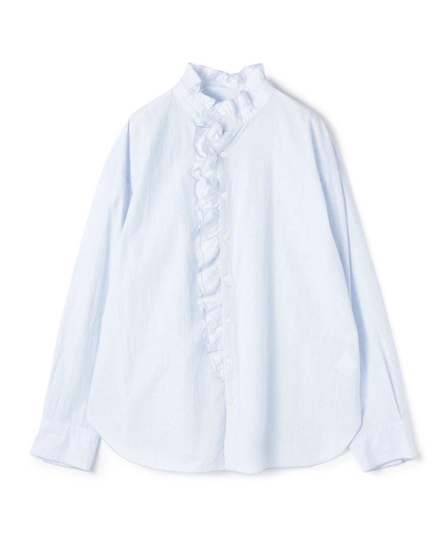 【トゥモローランド/TOMORROWLAND】のコットンサッカー フリルカラーシャツ インテリア・キッズ・メンズ・レディースファッション・服の通販 founy(ファニー) 　ファッション　Fashion　レディースファッション　Fashion for Women　トップス・カットソー　Cut & Sew Tops　シャツ・ブラウス・オフィスカジュアル　Elegant Blouses & Button-Ups　サッカー　Seersucker, Summer Fabric　フリル　Frill, Ruffle　63 ライトブルー|ID: prp329100004739848 ipo3291000000034937875