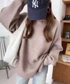 【アンドミー/andme】の天竺編み ボックスシルエット 長袖 ニットトップス グレージュ|ID: prp329100004739868 ipo3291000000034239788