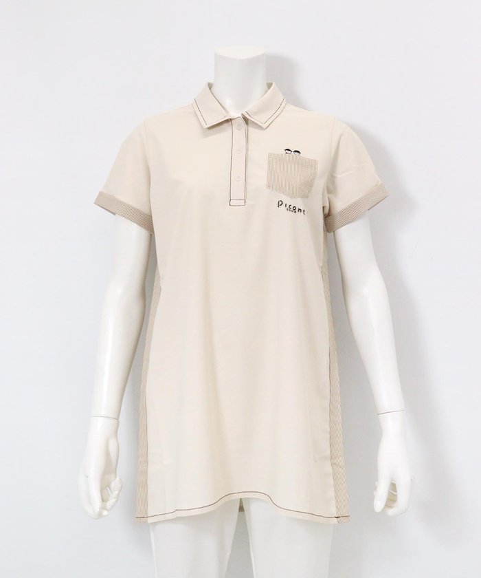 【ピッコーネクラブ/Picone Club】のステッチ襟ポロシャツ インテリア・キッズ・メンズ・レディースファッション・服の通販 founy(ファニー) https://founy.com/ ファッション Fashion レディースファッション Fashion for Women トップス・カットソー Cut & Sew Tops シャツ・ブラウス・オフィスカジュアル Elegant Blouses & Button-Ups ポロシャツ・きれいめカジュアル Smart-Casual Polo Tops サッカー Seersucker, Summer Fabric ストライプ Stripe, Striped Pattern チュニック Tunic, Long Top ポケット Pocket, Pocket Detail ポロシャツ Polo Shirt, Collared Tee 切替 Switching, Contrast Panel 半袖 Short Sleeve, Half Sleeve |ID: prp329100004739886 ipo3291000000034239992