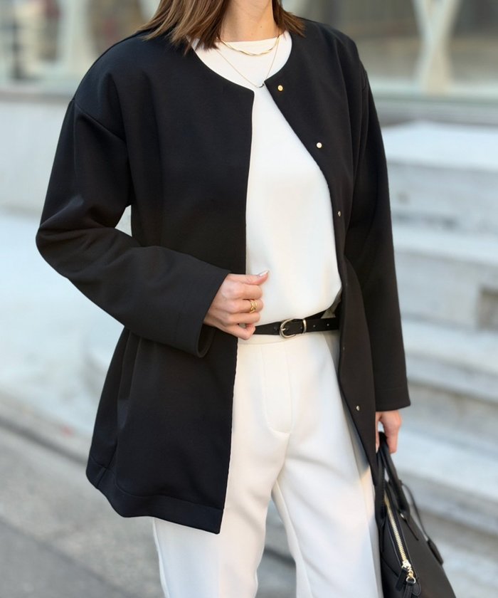 【スタイルドア/STYLEDOOR】の【オケージョンにも◎】ライトダンボールノーカラーミドルコート インテリア・キッズ・メンズ・レディースファッション・服の通販 founy(ファニー) https://founy.com/ ファッション Fashion レディースファッション Fashion for Women アウター Coat / Outerwear Collection コート・ロングコート・ピーコート Long Coats, Peacoats & More インナー Innerwear オケージョン Occasion Wear シンプル Simple, Minimal タートル Turtleneck, Turtle Collar ペンシル Pencil, Pencil Skirt ボトム Bottoms, Lower Wear ワイド Wide, Wide Fit |ID: prp329100004740291 ipo3291000000034499146