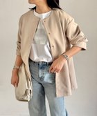 【スタイルドア/STYLEDOOR】の【オケージョンにも◎】ライトダンボールノーカラーミドルコート ライトベージュ|ID: prp329100004740291 ipo3291000000034499150