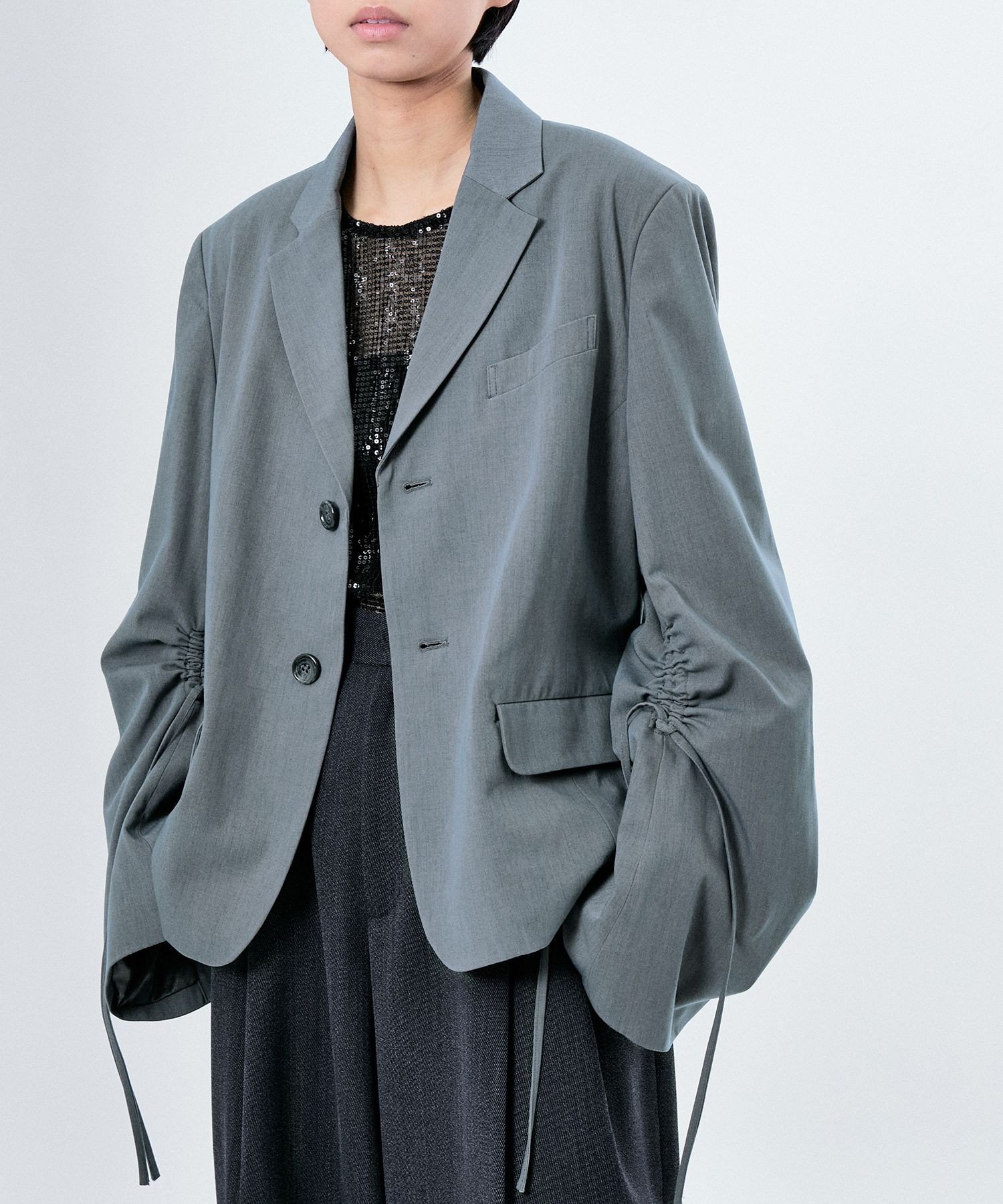 【アダム エ ロペ/ADAM ET ROPE'】のBOXY SHEERING SHORT JKT インテリア・キッズ・メンズ・レディースファッション・服の通販 founy(ファニー) 　ファッション　Fashion　レディースファッション　Fashion for Women　ユニセックス　Unisex, Genderless　イレギュラー　Irregular Design　コンパクト　Compact, Small Size　ジャケット　Jacket, Outerwear　ドローコード　Drawcord, Drawstring Cord　バランス　Balance, Style Balance　ポケット　Pocket, Pocket Detail　メンズ　Men's, Menswear　ライトグレー(08)|ID: prp329100004740319 ipo3291000000034244266