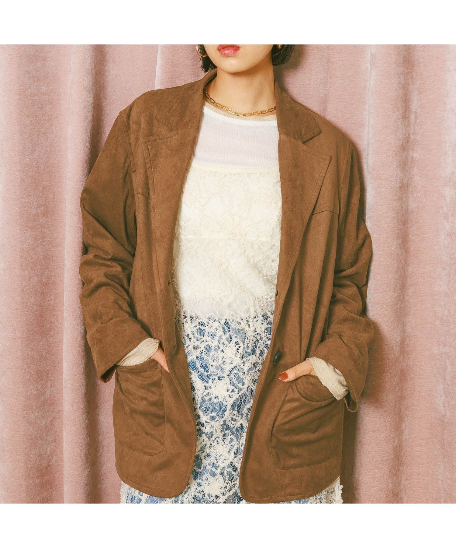 【ベイフロー/BAYFLOW】の柔らかくて着やすい フェイクスウェードジャケット 人気、トレンドファッション・服の通販 founy(ファニー) 　ファッション　Fashion　レディースファッション　Fashion for Women　アウター　Coat / Outerwear Collection　レディースジャケット・軽アウター　Jackets　おすすめ　Recommended / Our Picks　クラシカル　Classical, Vintage-Inspired　デニム　Denim, Jeans Material　トレンド　Trend, Trending Now　レース　Lace, Lace Fabric　エレガント 上品　Elegant　秋　Autumn　A/W・秋冬　Autumn/Winter　 other-1|ID: prp329100004740333 ipo3291000000034426865