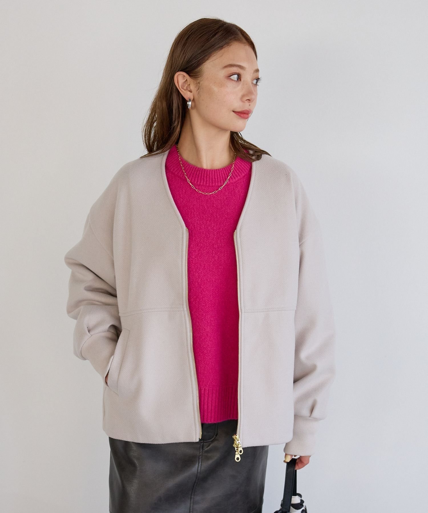 【ベイフロー/BAYFLOW】のウールライクZIPブルゾン インテリア・キッズ・メンズ・レディースファッション・服の通販 founy(ファニー) 　ファッション　Fashion　レディースファッション　Fashion for Women　アウター　Coat / Outerwear Collection　ブルゾンジャケット・スポーティアウター　Blouson Jackets　おすすめ　Recommended / Our Picks　ストライプ　Stripe, Striped Pattern　タートル　Turtleneck, Turtle Collar　ツイル　Twist, Twisted Detail　ブルゾン　Blouson, Bomber Jacket　人気　Popular, Best Seller　定番　Standard, Basic Item　ライトグレー12|ID: prp329100004740365 ipo3291000000034443104