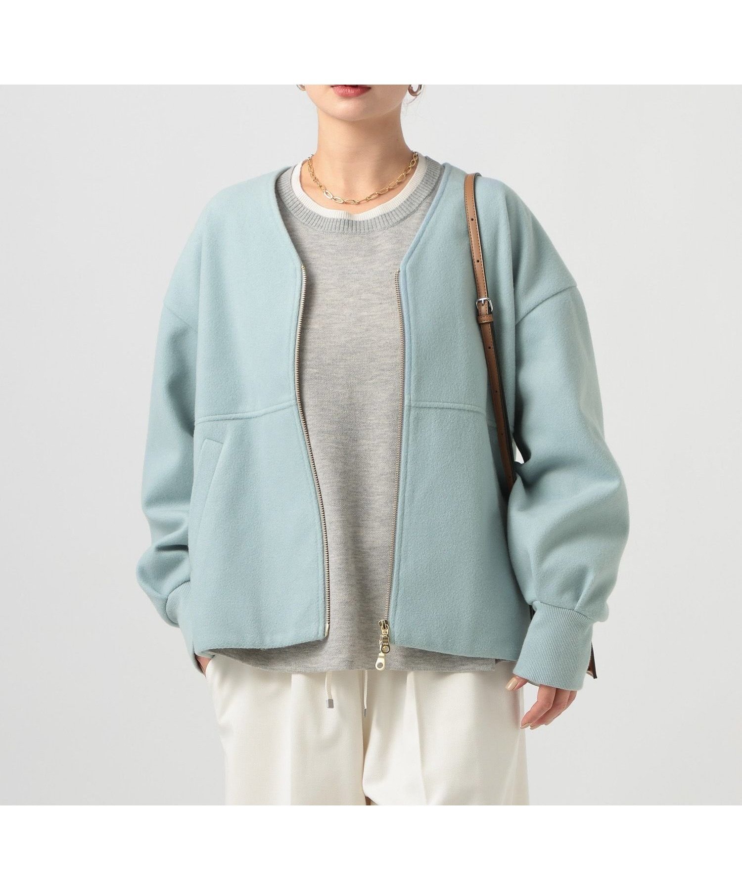 【ベイフロー/BAYFLOW】のウールライクZIPブルゾン インテリア・キッズ・メンズ・レディースファッション・服の通販 founy(ファニー) 　ファッション　Fashion　レディースファッション　Fashion for Women　アウター　Coat / Outerwear Collection　ブルゾンジャケット・スポーティアウター　Blouson Jackets　おすすめ　Recommended / Our Picks　ストライプ　Stripe, Striped Pattern　タートル　Turtleneck, Turtle Collar　ツイル　Twist, Twisted Detail　ブルゾン　Blouson, Bomber Jacket　人気　Popular, Best Seller　定番　Standard, Basic Item　ライトブルー82|ID: prp329100004740365 ipo3291000000034443109