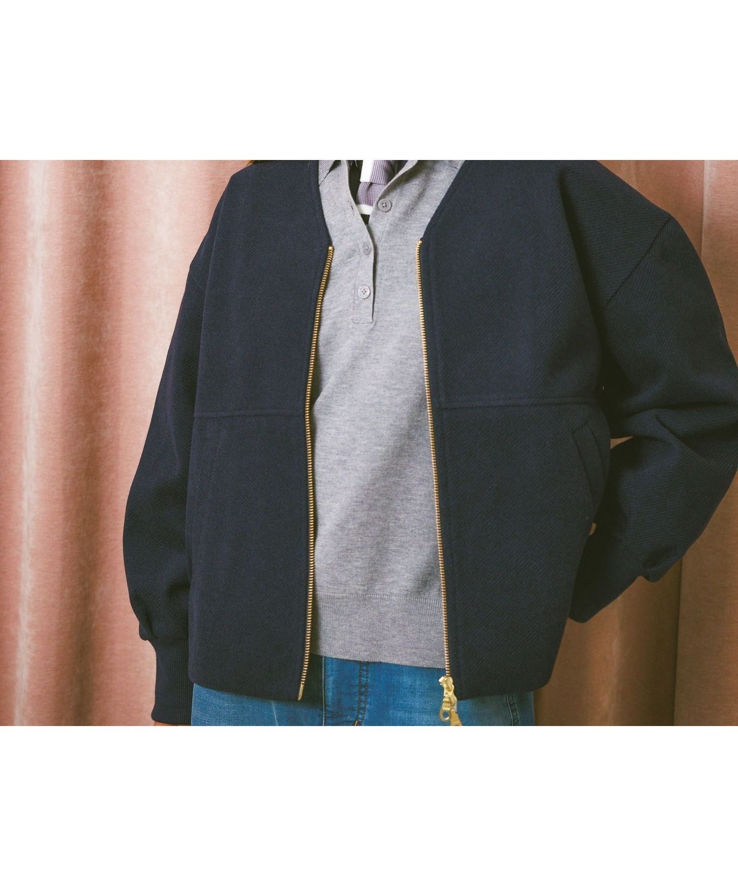 【ベイフロー/BAYFLOW】のウールライクZIPブルゾン インテリア・キッズ・メンズ・レディースファッション・服の通販 founy(ファニー) 　ファッション　Fashion　レディースファッション　Fashion for Women　アウター　Coat / Outerwear Collection　ブルゾンジャケット・スポーティアウター　Blouson Jackets　おすすめ　Recommended / Our Picks　ストライプ　Stripe, Striped Pattern　タートル　Turtleneck, Turtle Collar　ツイル　Twist, Twisted Detail　ブルゾン　Blouson, Bomber Jacket　人気　Popular, Best Seller　定番　Standard, Basic Item　ネイビー88|ID: prp329100004740365 ipo3291000000034443110