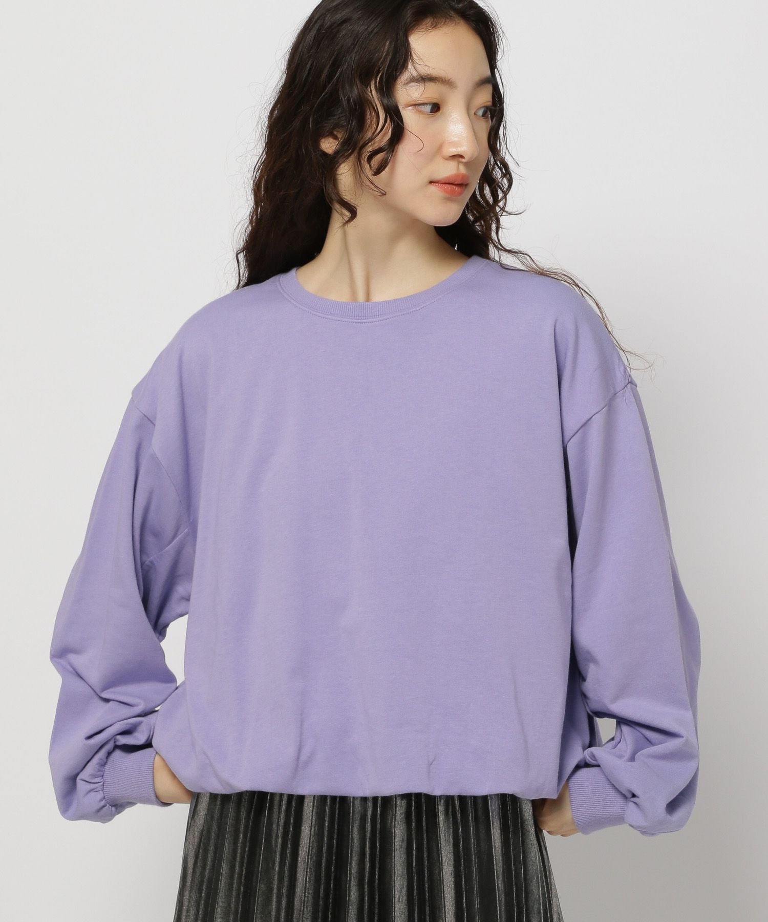 【ニコアンド/niko and】の袖シャーリングバルーンプルオーバー インテリア・キッズ・メンズ・レディースファッション・服の通販 founy(ファニー) 　ファッション　Fashion　レディースファッション　Fashion for Women　トップス・カットソー　Cut & Sew Tops　カジュアルプルオーバー・ニットトップス　Pullovers & Knit Tops / Casual Pullovers　おすすめ　Recommended / Our Picks　スウェット / スエット　Sweatshirt, Sweatwear　チェック　Check, Plaid, Tartan　バルーン　Balloon, Balloon Silhouette　ルーズ　Loose, Oversized　ロング　Long, Long-Length　A/W・秋冬　Autumn/Winter　パープル90|ID: prp329100004740366 ipo3291000000034245094
