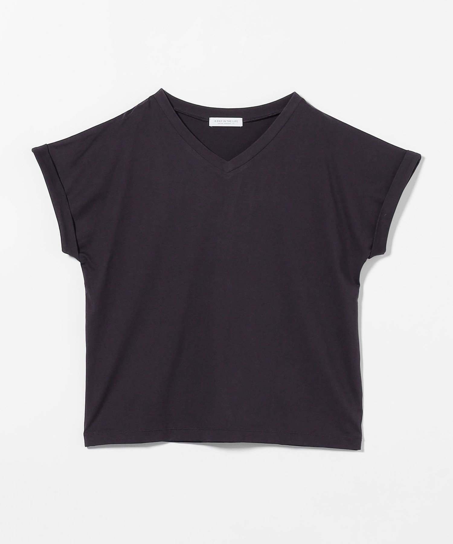 【ユナイテッドアローズ/UNITED ARROWS】のVネック フレンチスリーブTシャツ A DAY IN THE LIFE インテリア・キッズ・メンズ・レディースファッション・服の通販 founy(ファニー) 　ファッション　Fashion　レディースファッション　Fashion for Women　トップス・カットソー　Cut & Sew Tops　シャツ・ブラウス・オフィスカジュアル　Elegant Blouses & Button-Ups　ロングTシャツ・Tシャツ　Longline T-Shirts & Tees　Vネックトップス　V-Neck Tops / V-Cut Neckline Shirts　インナー　Innerwear　スリーブ　Sleeve, Long Sleeve / Short Sleeve　デニム　Denim, Jeans Material　フレア　Flare, Flared　フレンチ　French, French Style　ボーダー　Border, Stripe　リラックス　Relax, Relaxed Fit　アウトレット　Outlet / Clearance　DK.GRAY|ID: prp329100004740388 ipo3291000000034245564