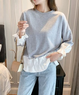 【アミュレット/Amulet】の【Amulet】ドッキングプルオーバー 人気、トレンドファッション・服の通販 founy(ファニー) ファッション Fashion レディースファッション Fashion for Women トップス・カットソー Cut & Sew Tops カジュアルプルオーバー・ニットトップス Pullovers & Knit Tops / Casual Pullovers ドッキング Docking, Mixed Material バランス Balance, Style Balance フリル Frill, Ruffle |ID:prp329100004740416