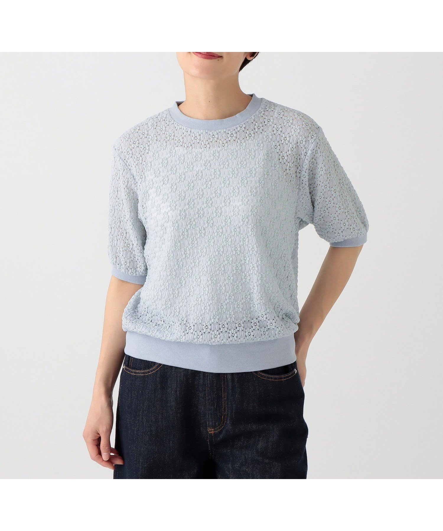 【アフタヌーンティー リビング/Afternoon Tea LIVING】のクレープリブ付きプルオーバー インテリア・キッズ・メンズ・レディースファッション・服の通販 founy(ファニー) 　ファッション　Fashion　レディースファッション　Fashion for Women　トップス・カットソー　Cut & Sew Tops　カジュアルプルオーバー・ニットトップス　Pullovers & Knit Tops / Casual Pullovers　カットソー　Cut and Sewn Top　キャミソール　Camisole, Spaghetti Strap Top　コンパクト　Compact, Small Size　スリーブ　Sleeve, Long Sleeve / Short Sleeve　タンク　Tank Top, Sleeveless Top　チェック　Check, Plaid, Tartan　ライトブルー|ID: prp329100004740437 ipo3291000000034246269