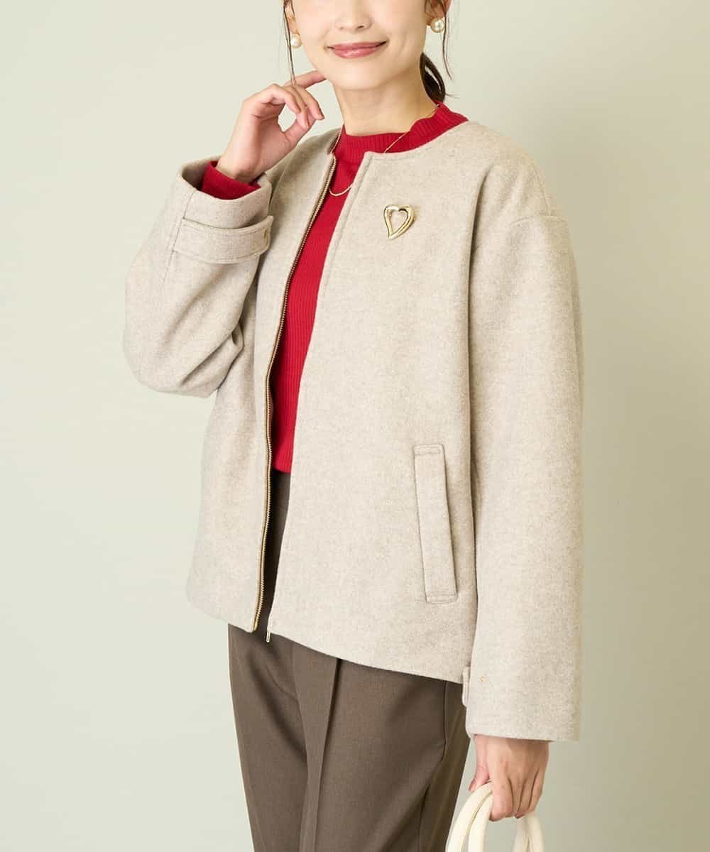 【アー ヴェー ヴェー/a.v.v】のノーカラーコクーンジャケット インテリア・キッズ・メンズ・レディースファッション・服の通販 founy(ファニー) 　ファッション　Fashion　レディースファッション　Fashion for Women　アウター　Coat / Outerwear Collection　レディースジャケット・軽アウター　Jackets　コンパクト　Compact, Small Size　シンプル　Simple, Minimal　ジャケット　Jacket, Outerwear　スタイリッシュ　Stylish, Fashionable　なめらか　Smooth, Silky Texture　フェミニン　Feminine, Girly　ブルゾン　Blouson, Bomber Jacket　メルトン　Melton, Heavy Wool　ロング　Long, Long-Length　再入荷　Restock / Back in Stock　ビジネス 仕事 通勤　Business / Work / Commuting　ベージュ|ID: prp329100004740477 ipo3291000000034412240