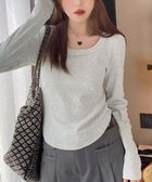 【ミニミニストア/miniministore】の長袖Tシャツ レディース スクエアネック ライトグレー|ID: prp329100004740480 ipo3291000000035014261