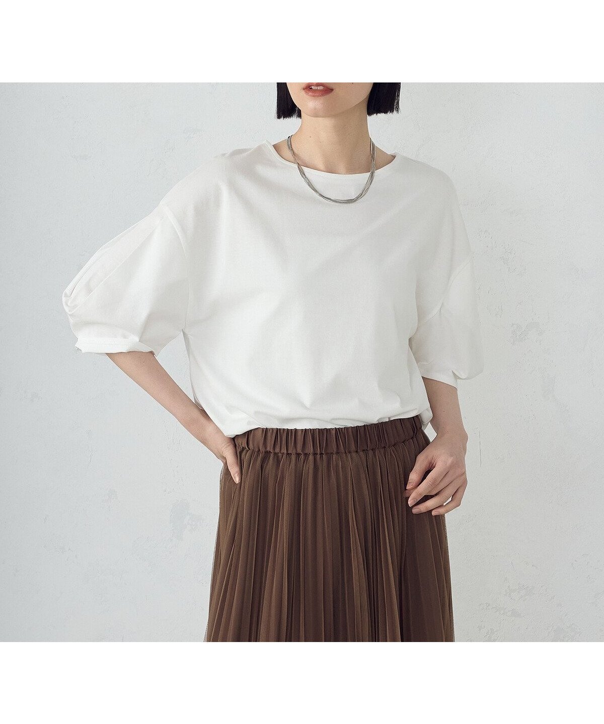 【コムサイズム/COMME CA ISM】のタックスリーブ カットソー インテリア・キッズ・メンズ・レディースファッション・服の通販 founy(ファニー) 　ファッション　Fashion　レディースファッション　Fashion for Women　トップス・カットソー　Cut & Sew Tops　カットソー・ベーシックTシャツ　Cut-and-Sewn Tops / Stretch Tees & Basics　おすすめ　Recommended / Our Picks　カットソー　Cut and Sewn Top　スリーブ　Sleeve, Long Sleeve / Short Sleeve　デコルテ　Décolleté, Neckline　バランス　Balance, Style Balance　楽ちん　Easy Fit, Comfortable　ホワイト|ID: prp329100004740522 ipo3291000000034247546