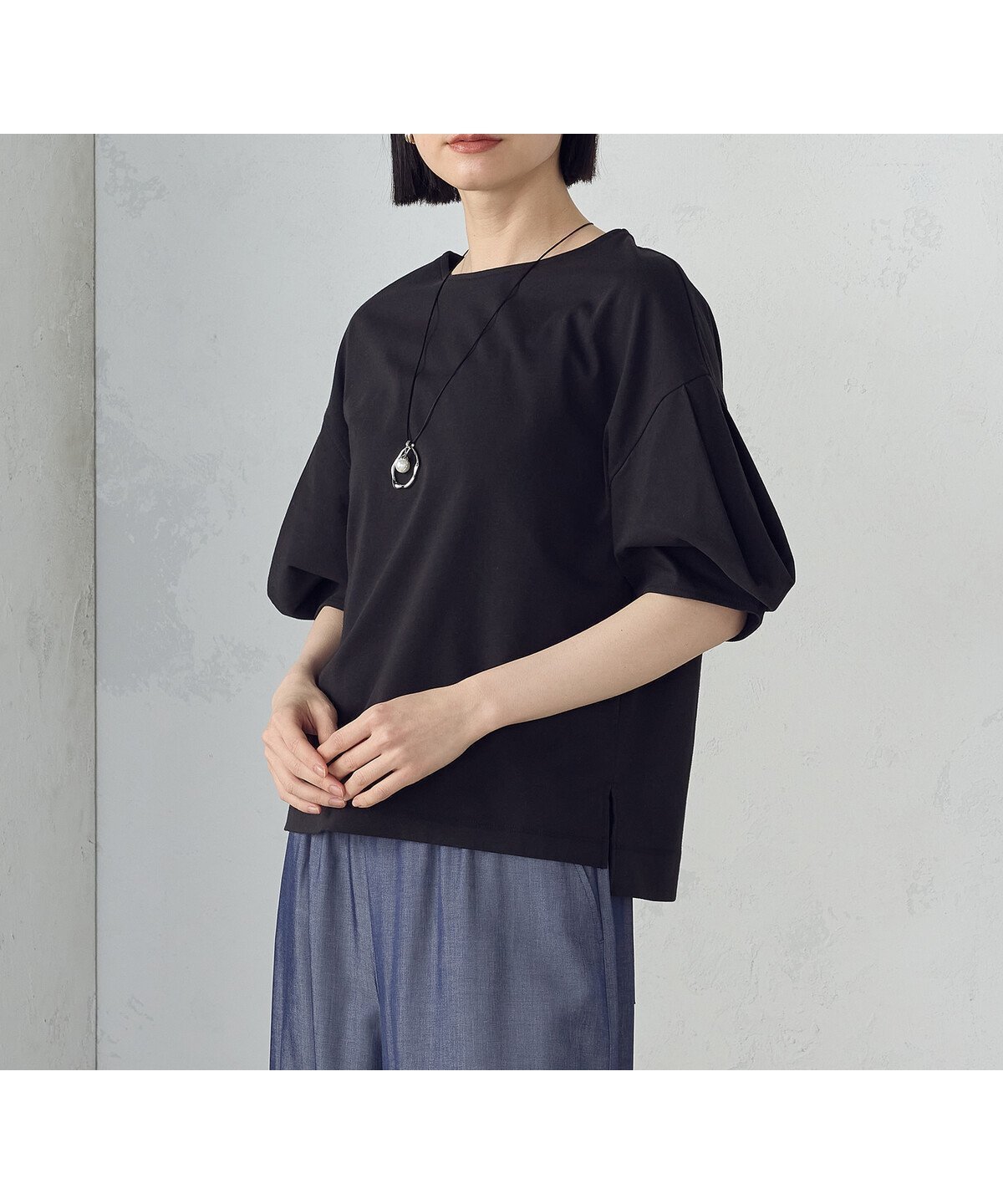 【コムサイズム/COMME CA ISM】のタックスリーブ カットソー インテリア・キッズ・メンズ・レディースファッション・服の通販 founy(ファニー) 　ファッション　Fashion　レディースファッション　Fashion for Women　トップス・カットソー　Cut & Sew Tops　カットソー・ベーシックTシャツ　Cut-and-Sewn Tops / Stretch Tees & Basics　おすすめ　Recommended / Our Picks　カットソー　Cut and Sewn Top　スリーブ　Sleeve, Long Sleeve / Short Sleeve　デコルテ　Décolleté, Neckline　バランス　Balance, Style Balance　楽ちん　Easy Fit, Comfortable　ブラック|ID: prp329100004740522 ipo3291000000034247549