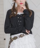 【レトロガール/RETRO GIRL】のレースアップレイヤード風ロンTEE 人気、トレンドファッション・服の通販 founy(ファニー) ファッション Fashion レディースファッション Fashion for Women トップス・カットソー Cut & Sew Tops ロングTシャツ・Tシャツ Longline T-Shirts & Tees おすすめ Recommended / Our Picks カットソー Cut and Sewn Top コンパクト Compact, Small Size フロント Front, Front Design ボトム Bottoms, Lower Wear レース Lace, Lace Fabric 半袖 Short Sleeve, Half Sleeve 夏 Summer thumbnail ブラック|ID: prp329100004740526 ipo3291000000034247600