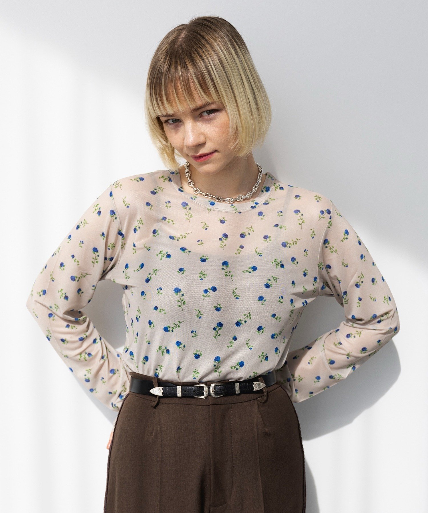 【セットアップセブン/SETUP7】のMAISON BREEZE reveur/crew neck long sleeve printed sheer tops シアートップス インテリア・キッズ・メンズ・レディースファッション・服の通販 founy(ファニー) 　ファッション　Fashion　レディースファッション　Fashion for Women　トップス・カットソー　Cut & Sew Tops　アクセサリー　Fashion Accessories　インナー　Innerwear　エレガント 上品　Elegant　キャミソール　Camisole, Spaghetti Strap Top　シアー　Sheer, See-Through　タンク　Tank Top, Sleeveless Top　トレンド　Trend, Trending Now　プリント　Print, Printed Pattern　リラックス　Relax, Relaxed Fit　再入荷　Restock / Back in Stock　おすすめ　Recommended / Our Picks　BGE|ID: prp329100004740532 ipo3291000000034435498