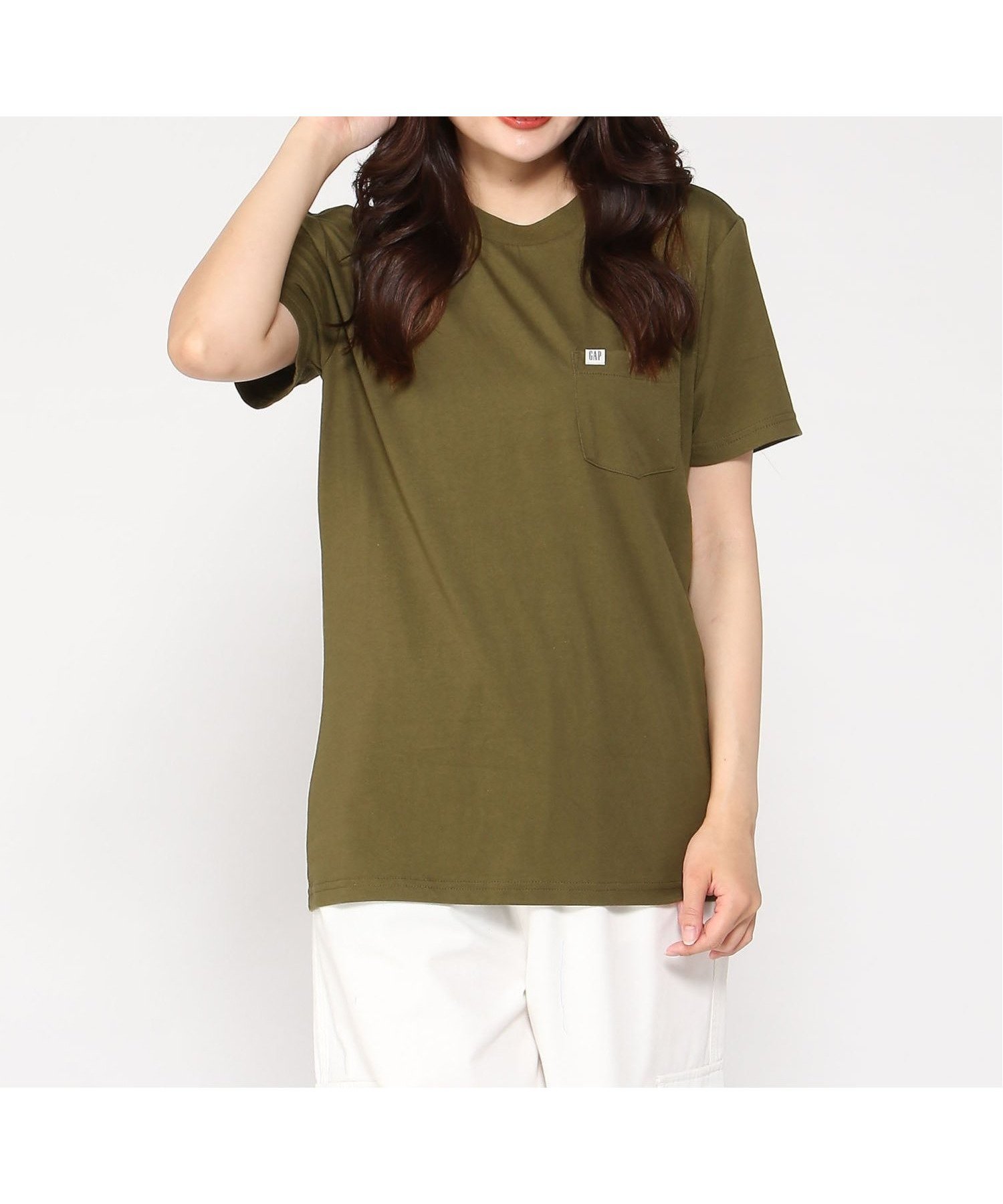 【ギャップ/GAP】のGAPミニロゴ ポケット Tシャツ(ユニセックス) インテリア・キッズ・メンズ・レディースファッション・服の通販 founy(ファニー) 　ファッション　Fashion　レディースファッション　Fashion for Women　トップス・カットソー　Cut & Sew Tops　シャツ・ブラウス・オフィスカジュアル　Elegant Blouses & Button-Ups　ロングTシャツ・Tシャツ　Longline T-Shirts & Tees　パッチ　Patch, Appliqué　ポケット　Pocket, Pocket Detail　半袖　Short Sleeve, Half Sleeve　DARK_OLIVE|ID: prp329100004740547 ipo3291000000034247817