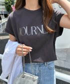 【アンドミー/andme】のロゴプリント フレンチスリーブ Tシャツ スミクロ×ダークシルバー|ID: prp329100004740552 ipo3291000000034247889