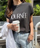 【アンドミー/andme】のロゴプリント フレンチスリーブ Tシャツ チャコールグレー|ID: prp329100004740552 ipo3291000000034247894