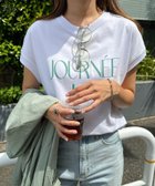 【アンドミー/andme】のロゴプリント フレンチスリーブ Tシャツ オフホワイト×ブルーグリーン|ID: prp329100004740552 ipo3291000000034247900
