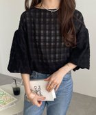 【アンドミー/andme】のシアーチェック ボリュームスリーブ ブラウス ブラック|ID: prp329100004740566 ipo3291000000034248068