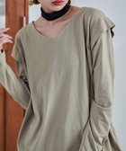 【ビーフラット/bflat】の【M-5L】ショルダータックドローコードVネックカットソー トップス 長袖 Vネック グレーベージュ|ID: prp329100004740571 ipo3291000000034248156