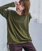 【ビーフラット/bflat】の【M-5L】ショルダータックドローコードVネックカットソー トップス 長袖 Vネック カーキ|ID: prp329100004740571 ipo3291000000034248159