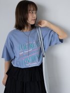 【エヘカソポ/ehka sopo】のロゴプリントオーバーサイズTシャツ 人気、トレンドファッション・服の通販 founy(ファニー) ファッション Fashion レディースファッション Fashion for Women トップス・カットソー Cut & Sew Tops シャツ・ブラウス・オフィスカジュアル Elegant Blouses & Button-Ups ロングTシャツ・Tシャツ Longline T-Shirts & Tees プリント Print, Printed Pattern ヴィンテージ Vintage Style thumbnail サックスブルー|ID: prp329100004740574 ipo3291000000034248217