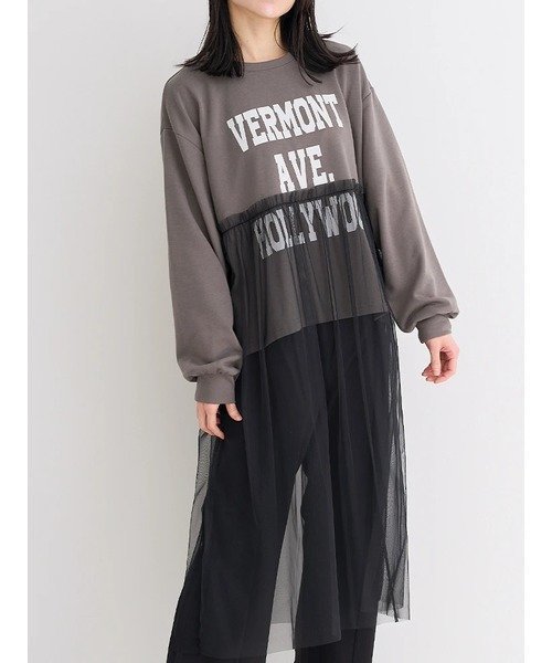 【ジェイ アンド シュプール/Re J&SUPURE】のチュールドッキング裏毛ロゴプルオーバー 人気、トレンドファッション・服の通販 founy(ファニー) 　ファッション　Fashion　レディースファッション　Fashion for Women　トップス・カットソー　Cut & Sew Tops　カジュアルプルオーバー・ニットトップス　Pullovers & Knit Tops / Casual Pullovers　おすすめ　Recommended / Our Picks　シンプル　Simple, Minimal　ジャケット　Jacket, Outerwear　チュール　Tulip, Tulip Motif　デニム　Denim, Jeans Material　ドッキング　Docking, Mixed Material　リラックス　Relax, Relaxed Fit　 other-1|ID: prp329100004740625 ipo3291000000034248780