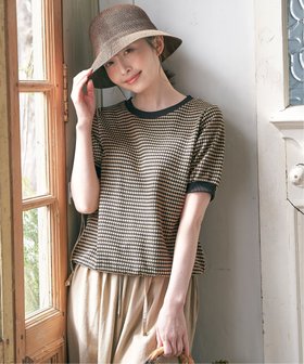 【イッカ/ikka】の【親子コーデ】ハニカム柄ジャガードカットソー 人気、トレンドファッション・服の通販 founy(ファニー) ファッション Fashion レディースファッション Fashion for Women トップス・カットソー Cut & Sew Tops カットソー・ベーシックTシャツ Cut-and-Sewn Tops / Stretch Tees & Basics おすすめ Recommended / Our Picks オレンジ Orange カットソー Cut and Sewn Top ドット Polka Dot, Dot Pattern 夏 Summer 楽ちん Easy Fit, Comfortable |ID:prp329100004740640