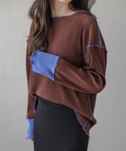 【ラジュール/Lajour】のバイカラープリーツトップス 長袖ブラウン|ID: prp329100004740691 ipo3291000000034249523