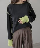 【ラジュール/Lajour】のバイカラープリーツトップス 長袖ブラック|ID: prp329100004740691 ipo3291000000034249528