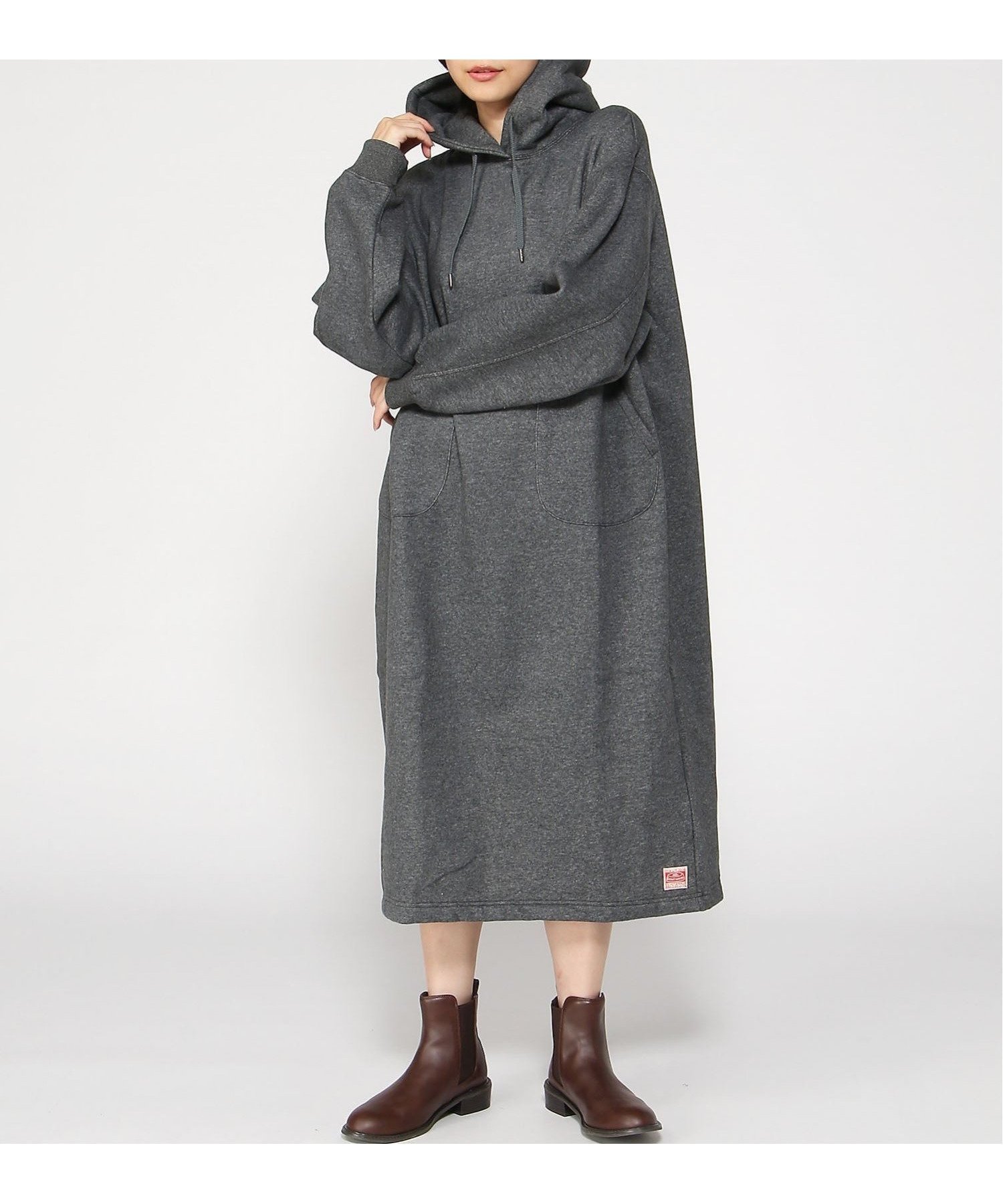 【クリフメイヤー/KRIFF MAYER】の裏起毛杢スウェットワンピ インテリア・キッズ・メンズ・レディースファッション・服の通販 founy(ファニー) 　ファッション　Fashion　レディースファッション　Fashion for Women　ワンピース　Dresses　CHARCOAL|ID: prp329100004740698 ipo3291000000034249561