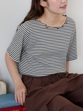 【エヘカソポ/ehka sopo】のリブメローボーダーカットソー 人気、トレンドファッション・服の通販 founy(ファニー) ファッション Fashion レディースファッション Fashion for Women トップス・カットソー Cut & Sew Tops カットソー・ベーシックTシャツ Cut-and-Sewn Tops / Stretch Tees & Basics インナー Innerwear カットソー Cut and Sewn Top スマート Smart, Elegant フィット Fit, Slim Fit ボーダー Border, Stripe |ID:prp329100004740737