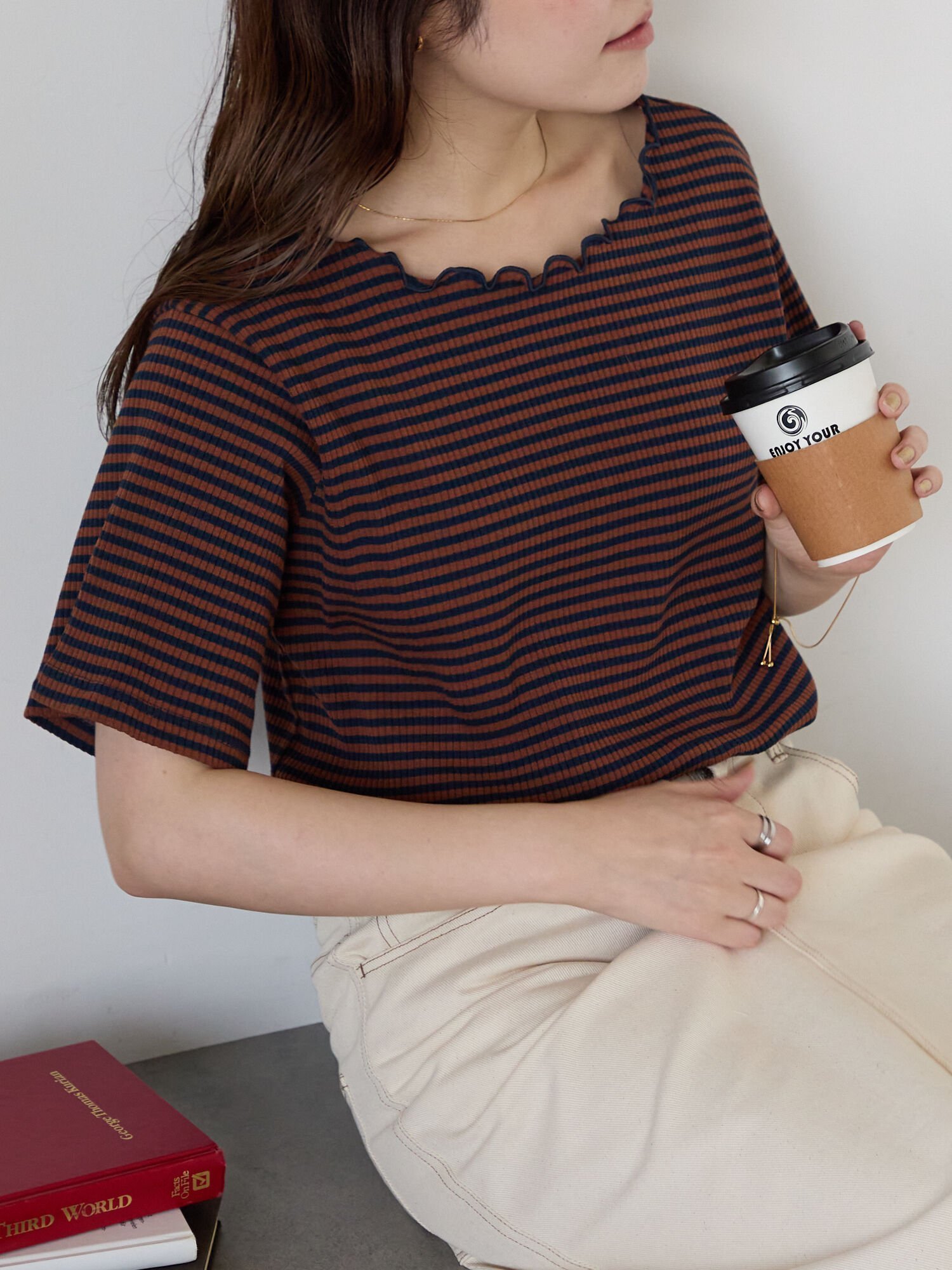 【エヘカソポ/ehka sopo】のリブメローボーダーカットソー インテリア・キッズ・メンズ・レディースファッション・服の通販 founy(ファニー) 　ファッション　Fashion　レディースファッション　Fashion for Women　トップス・カットソー　Cut & Sew Tops　カットソー・ベーシックTシャツ　Cut-and-Sewn Tops / Stretch Tees & Basics　インナー　Innerwear　カットソー　Cut and Sewn Top　スマート　Smart, Elegant　フィット　Fit, Slim Fit　ボーダー　Border, Stripe　ネイビー|ID: prp329100004740737 ipo3291000000034249911