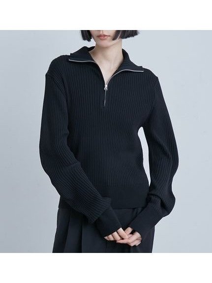 【ミースロエ/MIESROHE】のウェーブスリーブハーフジップNT インテリア・キッズ・メンズ・レディースファッション・服の通販 founy(ファニー) 　ファッション　Fashion　レディースファッション　Fashion for Women　11月号　November Issue　ウェーブ　Wavy Pattern　スマート　Smart, Elegant　トレンド　Trend, Trending Now　今季　This Season, Current Season　定番　Standard, Basic Item　雑誌　Magazine, Fashion Magazine　BLK[009]|ID: prp329100004740874 ipo3291000000034540076
