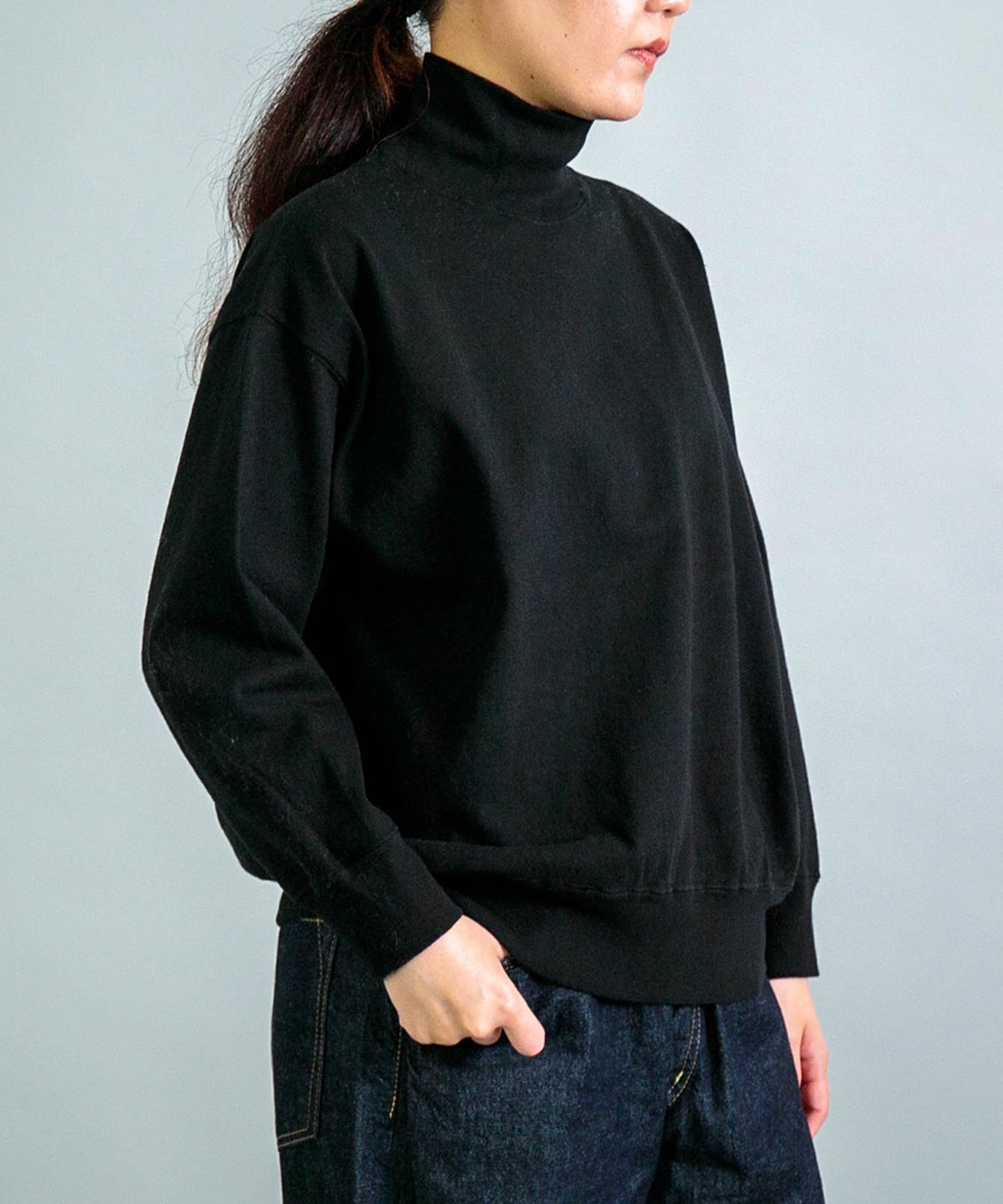 【ドミンゴ/DOMINGO】の8/天竺 ハイネックマニッシュトレーナー インテリア・キッズ・メンズ・レディースファッション・服の通販 founy(ファニー) 　ファッション　Fashion　レディースファッション　Fashion for Women　秋　Autumn　カットソー　Cut and Sewn Top　ショート　Short, Short Length　シンプル　Simple, Minimal　スウェット / スエット　Sweatshirt, Sweatwear　タートル　Turtleneck, Turtle Collar　タートルネック　Turtleneck, High Neck　トレーナー　Sweatshirt, Trainer　定番　Standard, Basic Item　ハイネック　High Neck, Mock Neck　フィット　Fit, Slim Fit　ワイド　Wide, Wide Fit　冬　Winter / This Winter　おすすめ　Recommended / Our Picks　ブラック|ID: prp329100004740950 ipo3291000000035040656