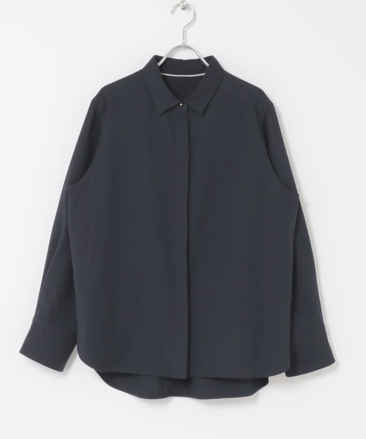 【アーバンリサーチ ロッソ/URBAN RESEARCH ROSSO】のイージーケアウーステッドシャツ インテリア・キッズ・メンズ・レディースファッション・服の通販 founy(ファニー) 　ファッション　Fashion　レディースファッション　Fashion for Women　トップス・カットソー　Cut & Sew Tops　シャツ・ブラウス・オフィスカジュアル　Elegant Blouses & Button-Ups　2025年　2025　2025-2026秋冬・A/W　Autumn/Winter 2025–26 AW25–26　冬　Winter / This Winter　セットアップ　Set-Up, Coordinated Outfit　ラウンド　Round, Round Neck　エレガント 上品　Elegant　秋　Autumn　A/W・秋冬　Autumn/Winter　ネイビー|ID: prp329100004740964 ipo3291000000034253172
