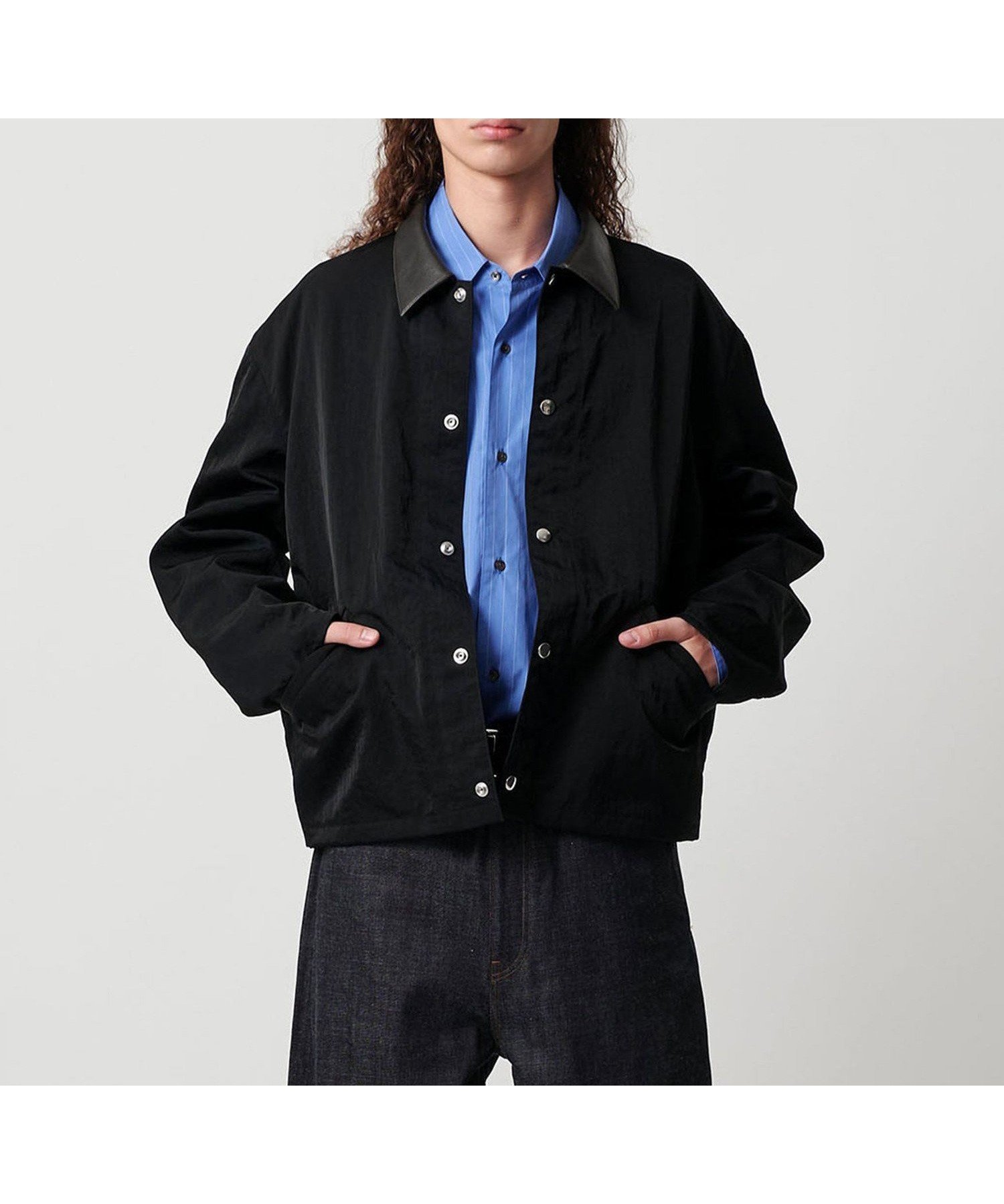 【ビューティ&ユース ユナイテッドアローズ/BEAUTY&YOUTH / UNITED ARROWS / MEN】のヴィンテージ ナイロン ツイル レザーライク カラー ジャケット インテリア・キッズ・メンズ・レディースファッション・服の通販 founy(ファニー) 　ファッション　Fashion　メンズファッション　Fashion for Men　おすすめ　Recommended / Our Picks　クロップド　Cropped, Short Length　ジャケット　Jacket, Outerwear　スラックス　Slacks, Dress Pants　ツイル　Twist, Twisted Detail　デニム　Denim, Jeans Material　ワッシャー　Washer, Crinkled Finish　ヴィンテージ　Vintage Style　BLACK|ID: prp329100004741265 ipo3291000000034258006