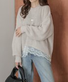 【ラジュール/Lajour】の裾レース ニットプルオーバー 人気、トレンドファッション・服の通販 founy(ファニー) ファッション Fashion レディースファッション Fashion for Women トップス・カットソー Cut & Sew Tops ニット Knit Tops & Sweaters カジュアルプルオーバー・ニットトップス Pullovers & Knit Tops / Casual Pullovers おすすめ Recommended / Our Picks シンプル Simple, Minimal ダウン Down, Puffer レース Lace, Lace Fabric thumbnail ベージュ|ID: prp329100004741273 ipo3291000000034650967
