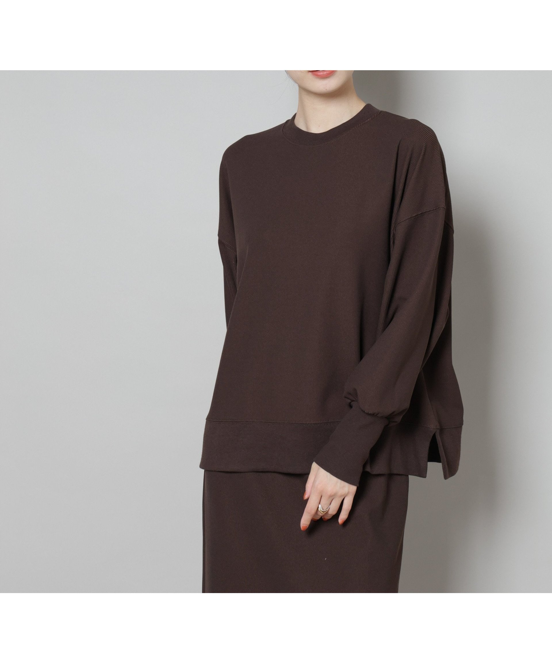 【ナノ ユニバース/nano universe】のサカリバカットワイドクルーネックトップス(セットアップ可) インテリア・キッズ・メンズ・レディースファッション・服の通販 founy(ファニー) ファッション Fashion レディースファッション Fashion for Women トップス・カットソー Cut & Sew Tops セットアップ Matching Sets レディーストップス・ブラウス Tops & Blouses / Assorted Women's Tops ウォッシャブル Machine Washable ギャザー Gathered, Ruffled シンプル Simple, Minimal スラックス Slacks, Dress Pants セットアップ Set-Up, Coordinated Outfit タイトスカート Pencil Skirt, Tight Skirt ワイド Wide, Wide Fit アウトレット Outlet / Clearance おすすめ Recommended / Our Picks エレガント 上品 Elegant 2025年 2025 2025-2026秋冬・A/W Autumn/Winter 2025–26 AW25–26 ブラウン|ID: prp329100004741287 ipo3291000000034455955